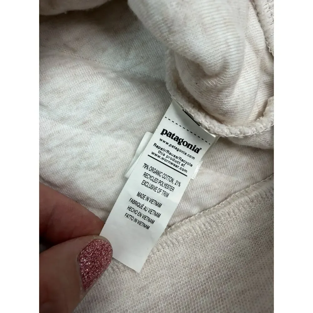 Patagonia Youth XXL 16-18 Organic Cotton Snap T Pullover Sweatshirt Cream Pink
